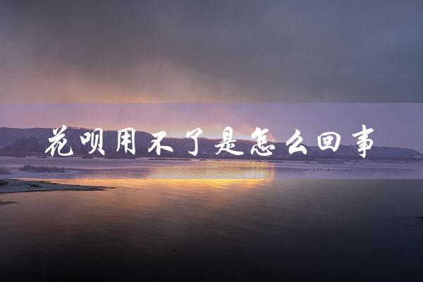 花呗用不了是怎么回事（花呗为何用不了）
